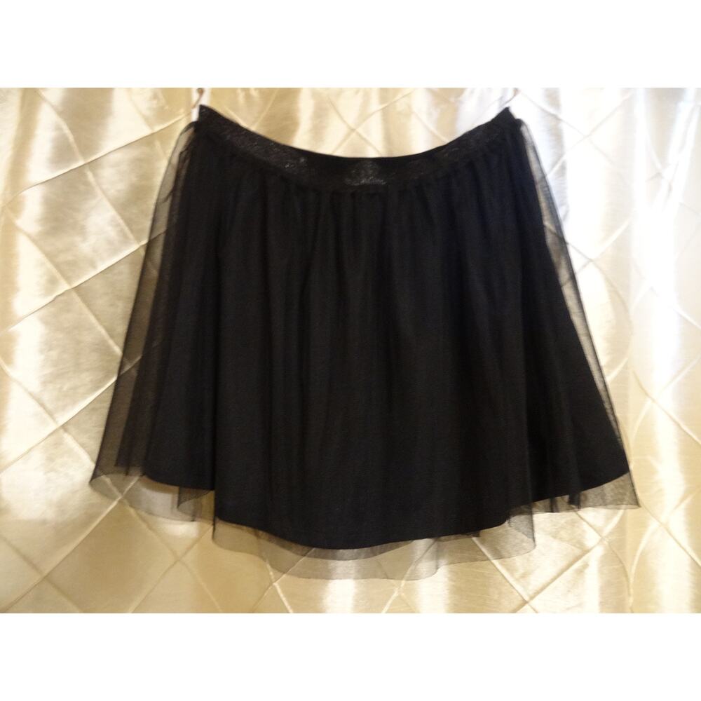 Total Girl Black Tulle w/Sparkle Waistband Skirt Sz Plus L (14.5-16.5) EUC